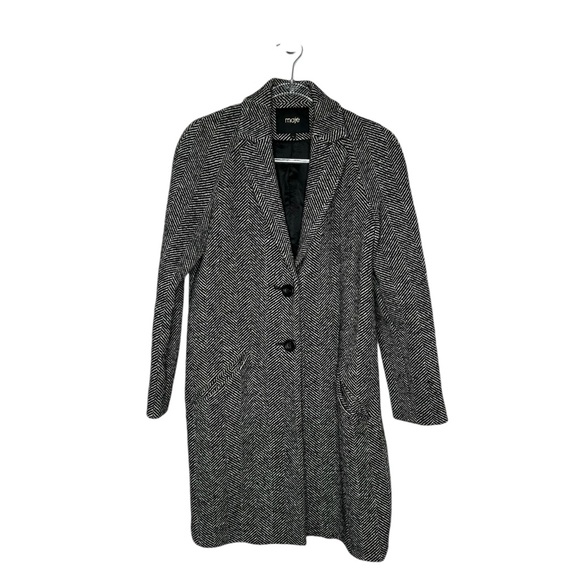 Maje | Herringbone Wool Coat in Black/Gray FR 36/US 4/Small - Picture 3 of 7